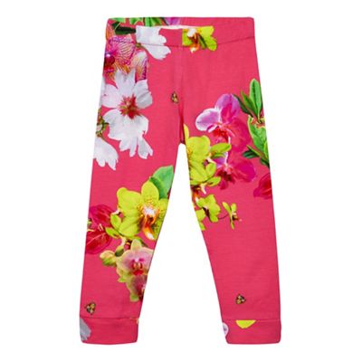 Girls' pink floral print leggings